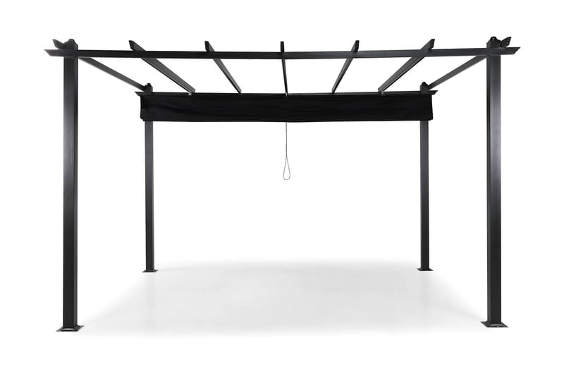 Fristående pergola med hopfällbart tak för altan och trädgård 4x3 - Svart / Aluminium - Utemöbler & utemiljö - Solskydd - Pergola