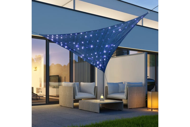 HI Solsegel med 100 LED-lampor blå 3x3x3 m - Blå - Solsegel