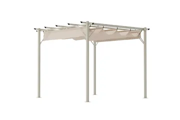 Loppes Pergola med skjutbart tak 3x3 m i stål - Beige - Utemöbler & utemiljö - Solskydd - Pergola