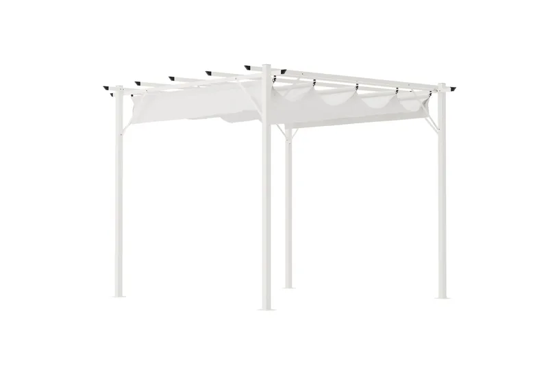 Loppes Pergola med skjutbart tak 3x3 m i stål - Vit - Utemöbler & utemiljö - Solskydd - Pergola