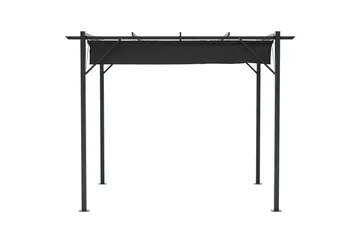 Loppes Pergola med skjutbart tak 3x3 m i stål - Svart - Utemöbler & utemiljö - Solskydd - Pergola