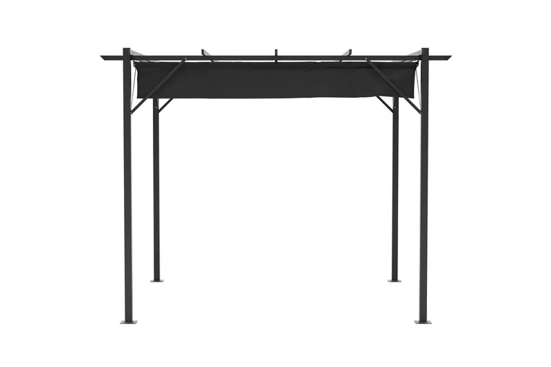 Loppes Pergola med skjutbart tak 3x3 m i stål - Svart - Utemöbler & utemiljö - Solskydd - Pergola