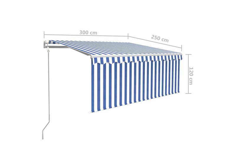 Automatiserad markis med rullgardin 3x2,5 m blå och vit - Blå - Markiser - Fönstermarkis