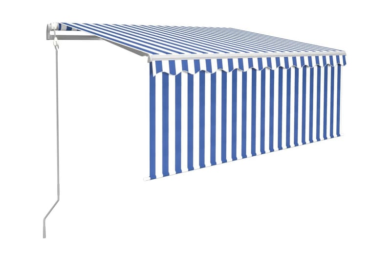 Automatiserad markis med rullgardin 3x2,5 m blå och vit - Blå - Markiser - Fönstermarkis