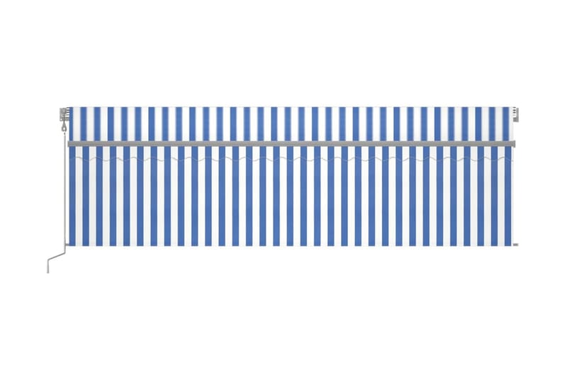 Automatiserad markis med rullgardin 5x3 m blå och vit - Blå - Markiser - Fönstermarkis