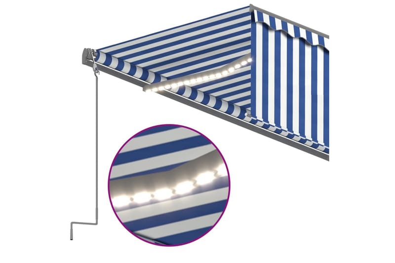 Automatiserad markis med rullgardin vindsensor LED 5x3m blå/ - Blå - Markiser - Fönstermarkis