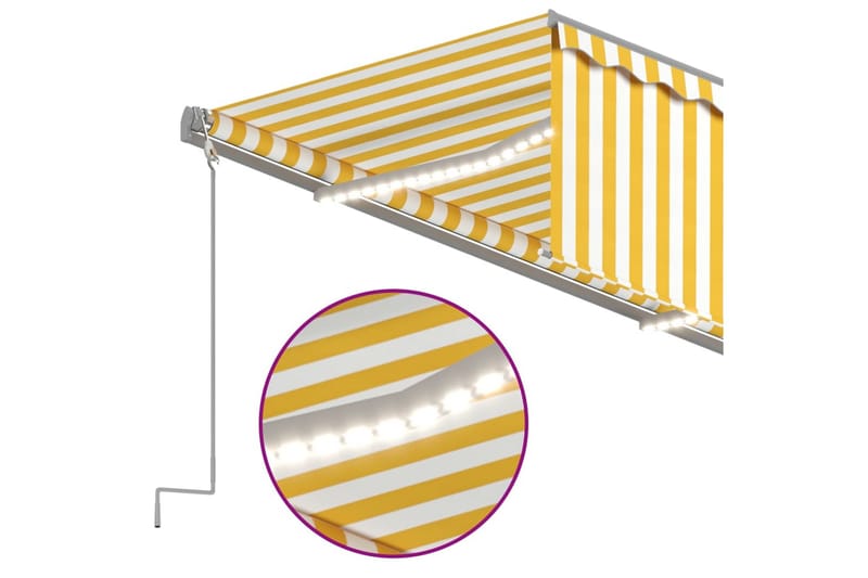 Automatiserad markis vindsensor rullgardin LED 3x2,5m gul/vi - Gul - Markiser - Fönstermarkis