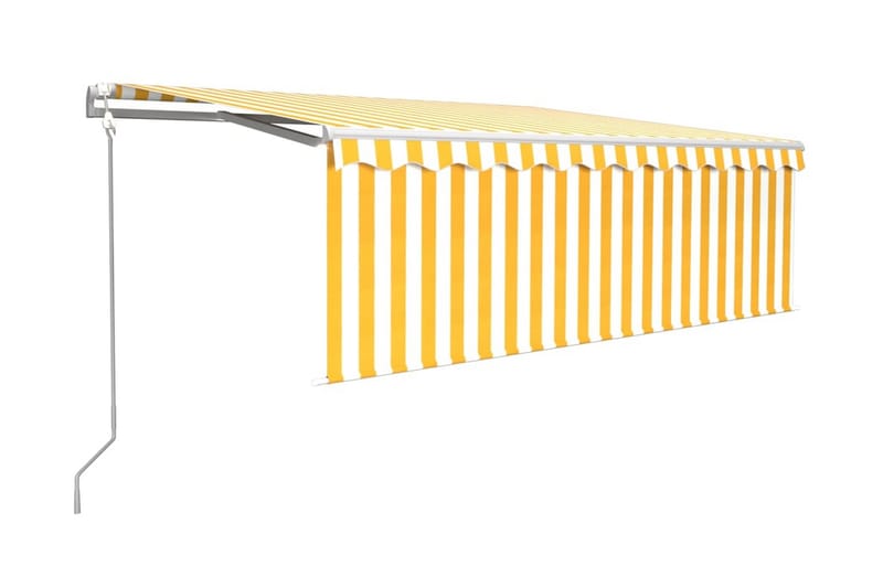 Automatisk infällbar markis med rullgardin 4,5x3 m gul/vit - Gul - Markiser - Fönstermarkis