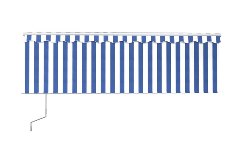 Automatisk infällbar markis med rullgardin 4x3 m blå och vit - Blå - Markiser - Fönstermarkis