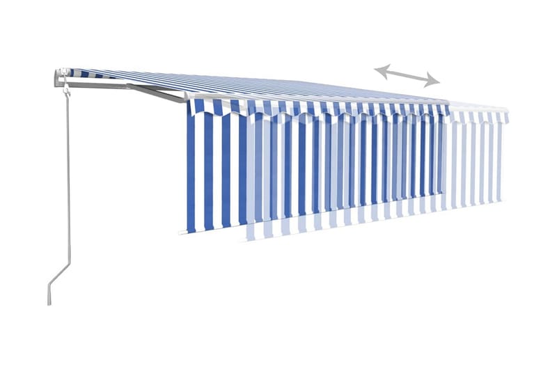 Automatisk infällbar markis med rullgardin 4x3 m blå och vit - Blå - Markiser - Fönstermarkis