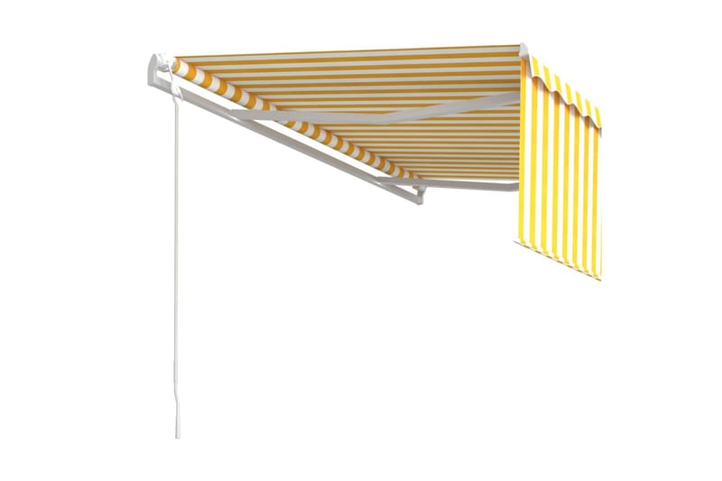 Automatisk markis med rullgardin 4x3 m gul och vit - Gul - Markiser - Fönstermarkis