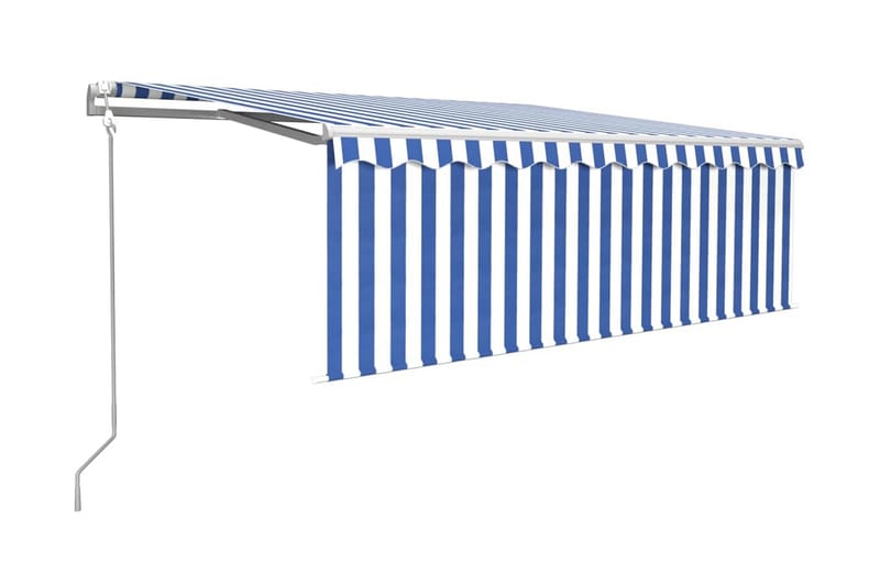 Automatisk markis med rullgardin vindsensor LED 4,5x3 m blå/ - Blå - Markiser - Fönstermarkis