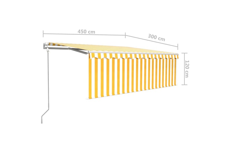 Automatisk markis med rullgardin vindsensor LED 4,5x3 m gul/ - Gul - Markiser - Fönstermarkis