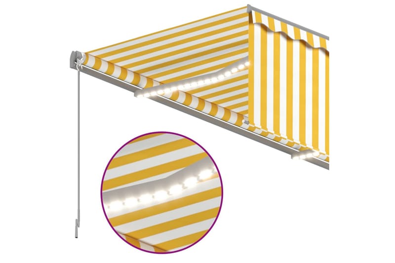 Automatisk markis med rullgardin vindsensor LED 4,5x3 m gul/ - Gul - Markiser - Fönstermarkis
