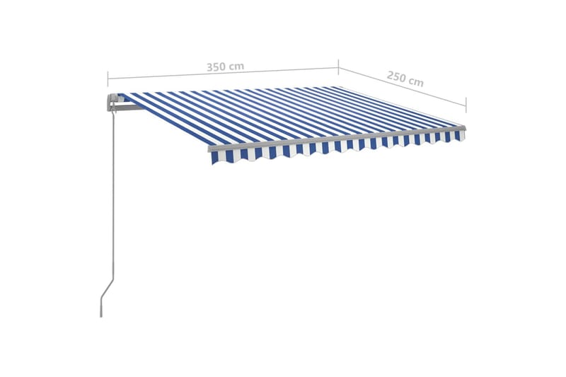 Automatisk markis med vindsensor & LED 3,5x2,5 m blå och vit - Blå - Markiser - Terrassmarkis
