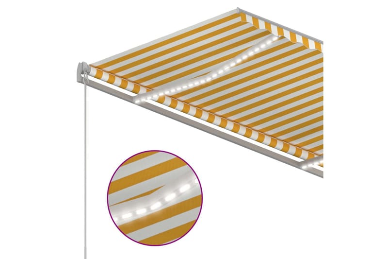 Automatisk markis med vindsensor & LED 3,5x2,5 m gul/vit - Gul - Markiser - Terrassmarkis