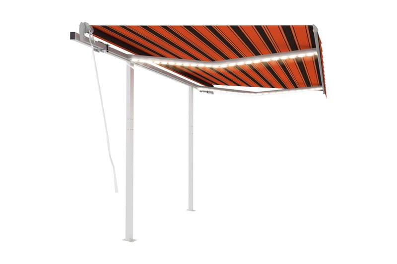 Automatisk markis med vindsensor & LED 3,5x2,5 m orange/brun - Orange - Markiser - Terrassmarkis