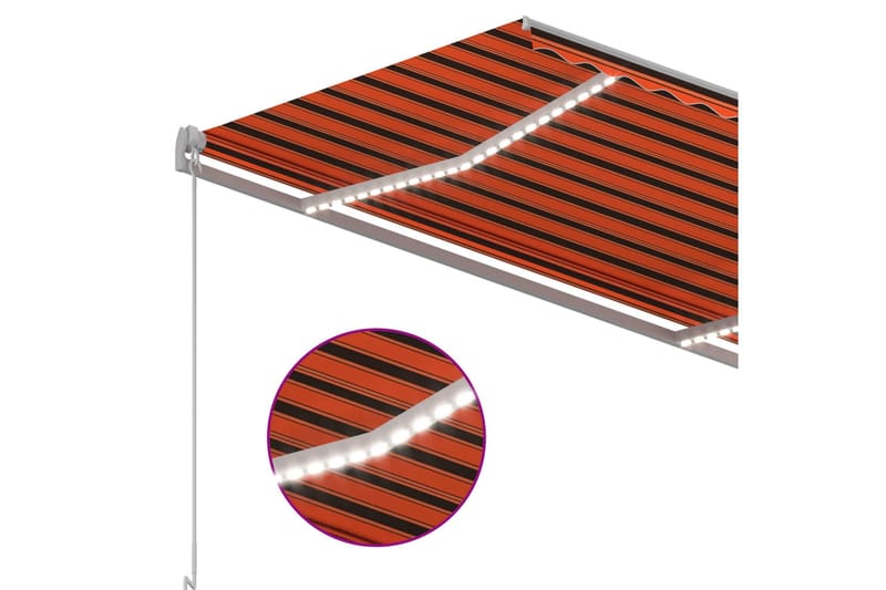 Automatisk markis med vindsensor & LED 3,5x2,5 m orange/brun - Orange - Markiser - Fönstermarkis