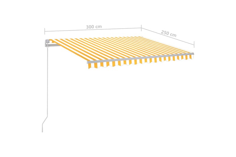 Automatisk markis med vindsensor & LED 3x2,5 m gul och vit - Gul - Markiser - Fönstermarkis