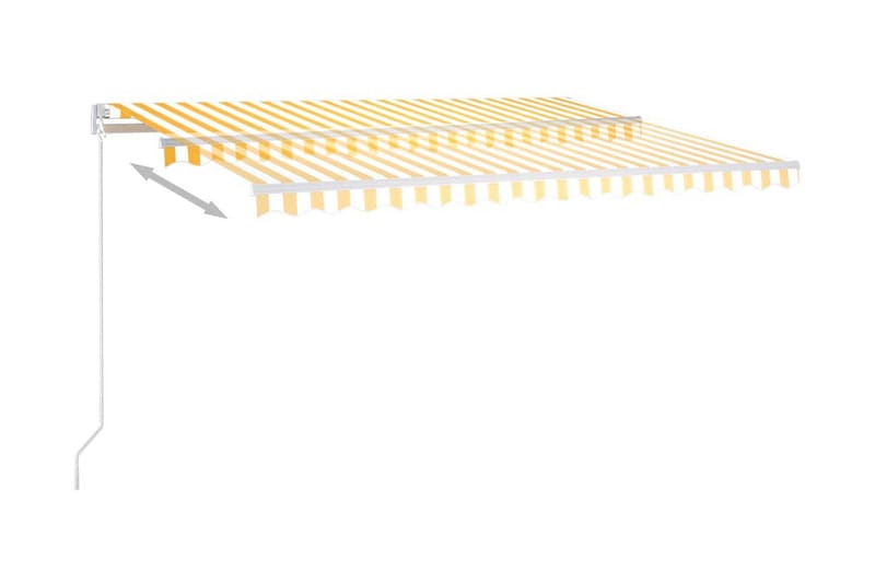 Automatisk markis med vindsensor & LED 4,5x3 m gul/vit - Gul - Markiser - Terrassmarkis