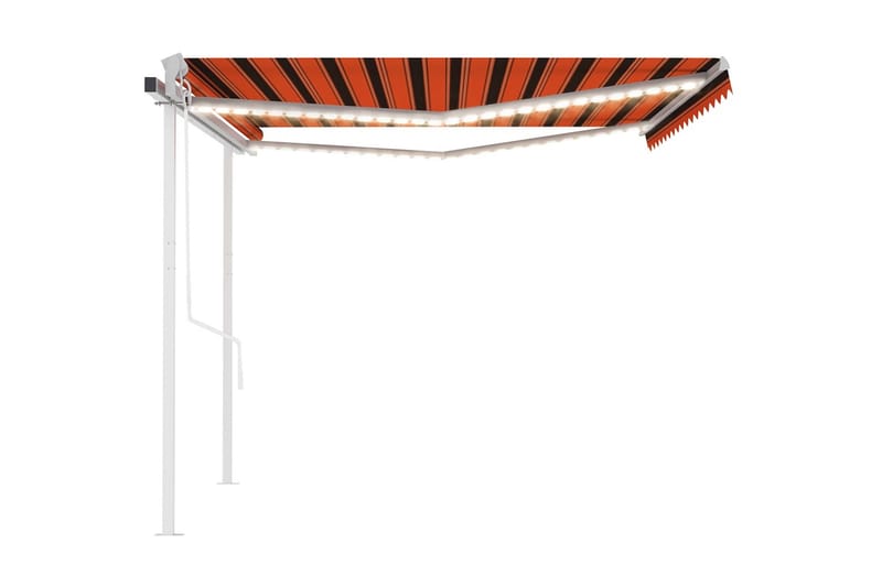 Automatisk markis med vindsensor & LED 4,5x3 m orange/brun - Orange - Markiser - Terrassmarkis