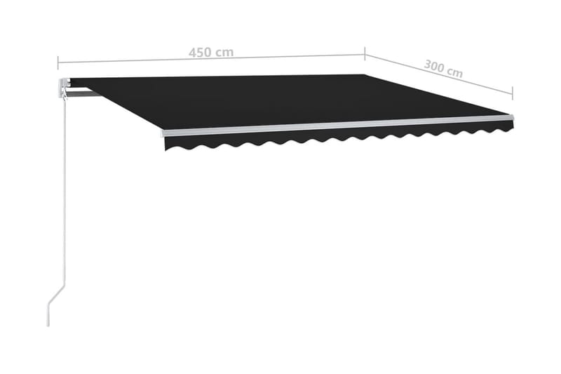 Automatisk markis med vindsensor & LED 450x300 cm antracit - Grå - Markiser - Terrassmarkis