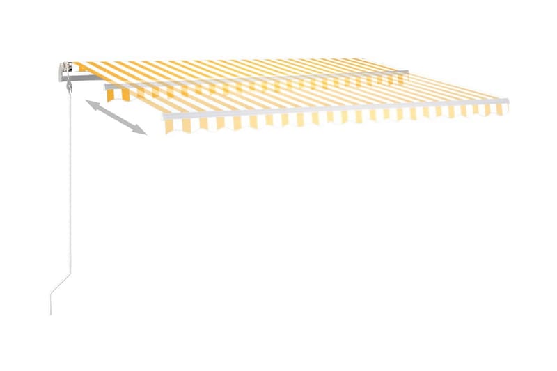 Automatisk markis med vindsensor & LED 450x300 cm gul/vit - Gul - Markiser - Terrassmarkis