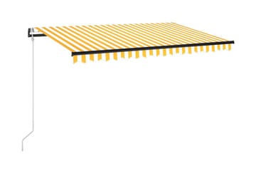 Automatisk markis med vindsensor & LED 450x300 cm gul/vit