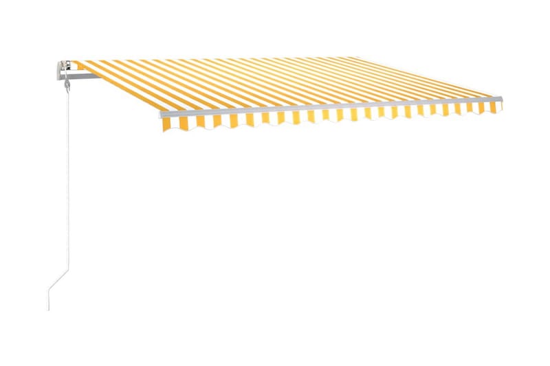 Automatisk markis med vindsensor & LED 450x350 cm gul/vit - Gul - Markiser - Terrassmarkis