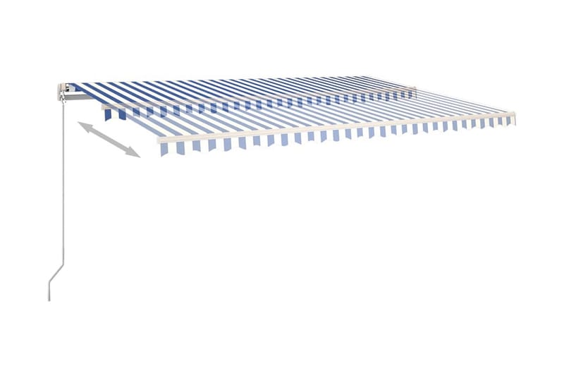 Automatisk markis med vindsensor & LED 500x300 cm blå och vi - Blå - Markiser - Fönstermarkis