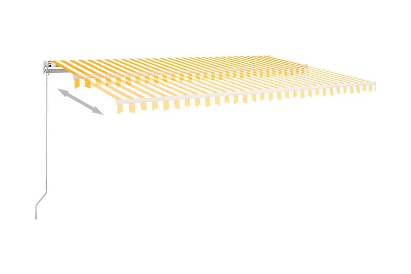 Automatisk markis med vindsensor & LED 500x300 cm gul/vit - Gul - Markiser - Fönstermarkis
