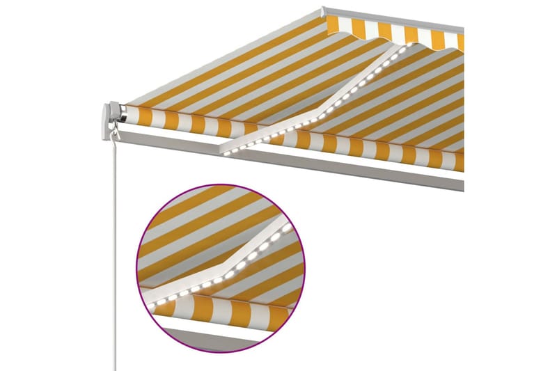 Automatisk markis med vindsensor & LED 5x3,5 m gul och vit - Gul - Markiser - Terrassmarkis