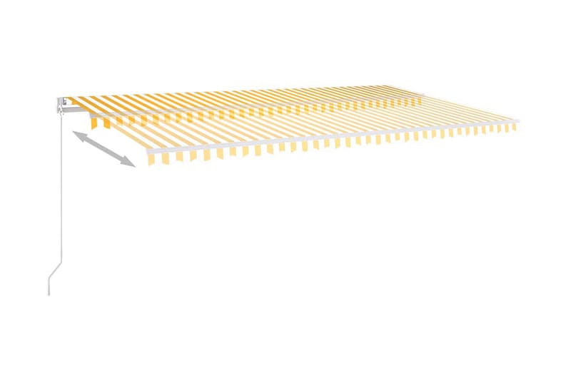 Automatisk markis med vindsensor & LED 600x300 cm gul/vit - Gul - Markiser - Fönstermarkis