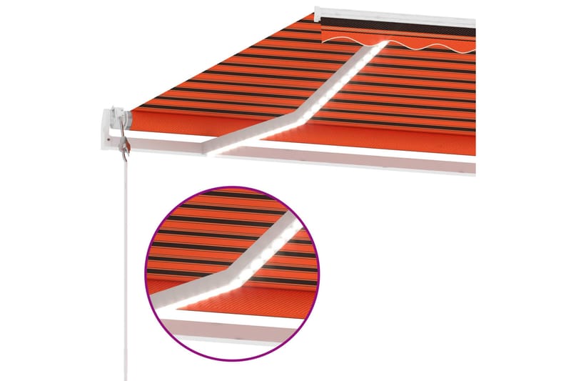 Automatisk markis med vindsensor & LED 600x300cm orange/brun - Orange - Markiser - Terrassmarkis