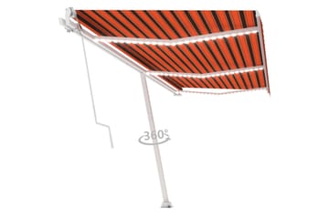 Automatisk markis med vindsensor & LED 600x300cm orange/brun