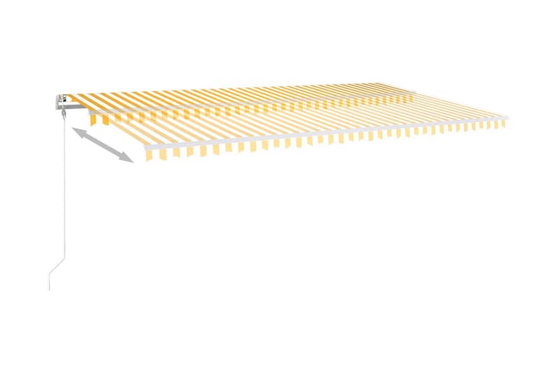 Automatisk markis med vindsensor & LED 600x350 cm gul/vit - Gul - Markiser - Terrassmarkis