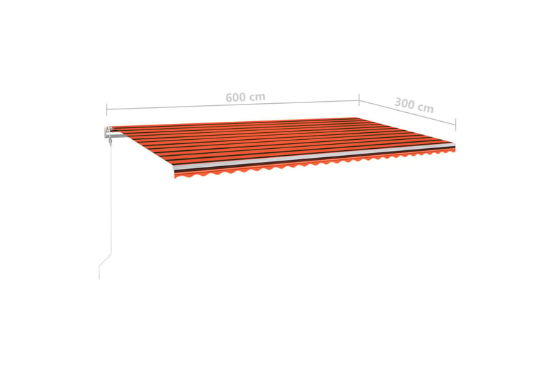 Automatisk markis med vindsensor & LED 6x3 m orange/brun - Orange - Markiser - Fönstermarkis