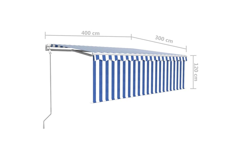 Automatisk markis med vindsensor rullgardin LED 4x3 m blå oc - Blå - Markiser - Fönstermarkis