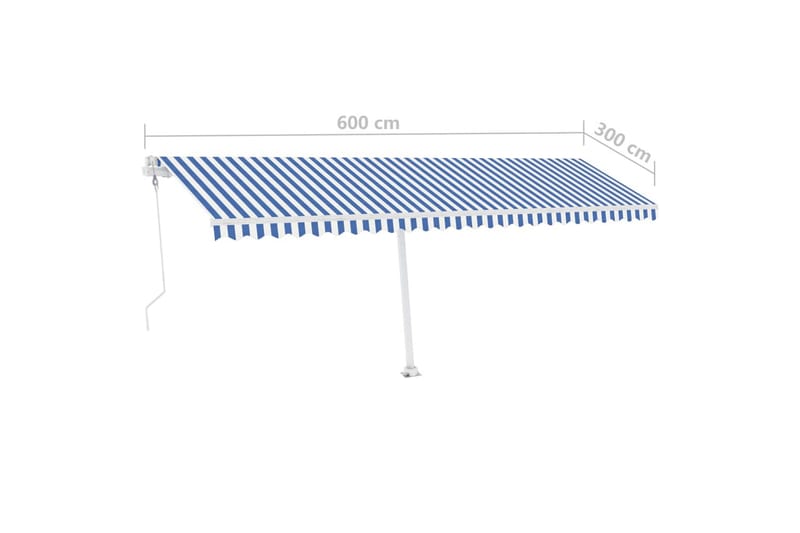 Fristående automatisk markis 600x300 cm blå/vit - Blå - Markiser - Terrassmarkis