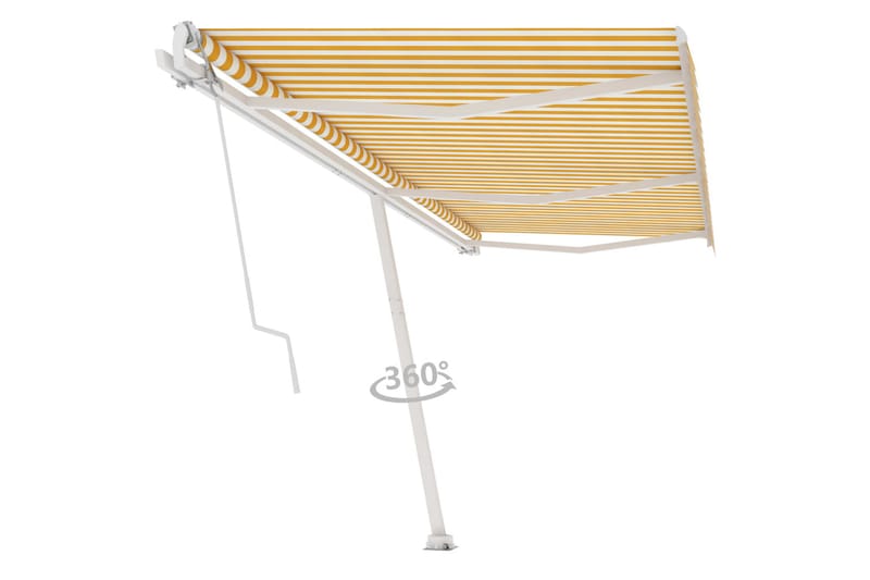Fristående automatisk markis 600x300 cm gul/vit - Gul - Markiser - Terrassmarkis
