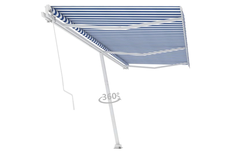 Fristående markis manuellt infällbar 600x300 cm blå/vit - Blå - Markiser - Terrassmarkis