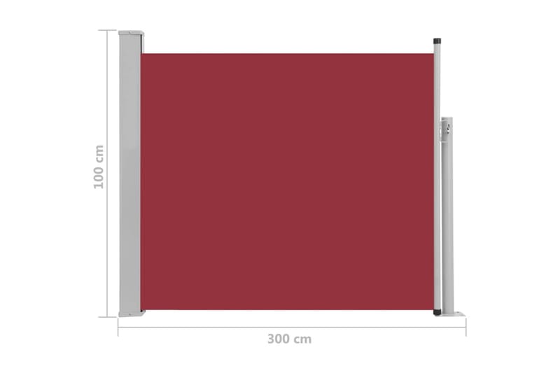Infällbar sidomarkis 100x300 cm röd - Röd - Sidomarkis - Markiser