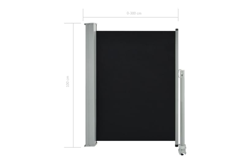 Infällbar sidomarkis 100x300 cm svart - Svart - Sidomarkis - Markiser
