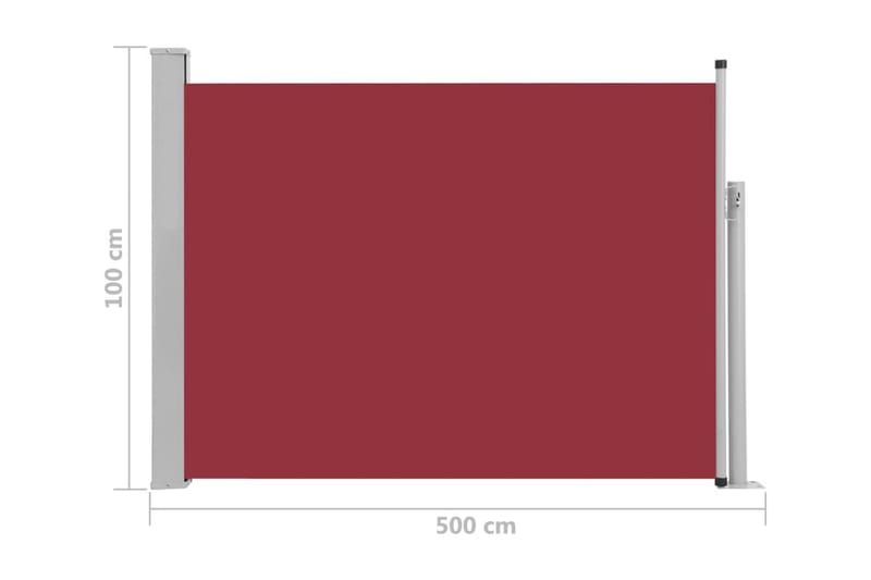 Infällbar sidomarkis 100x500 cm röd - Röd - Sidomarkis - Markiser