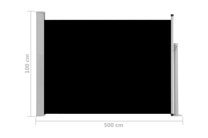 Infällbar sidomarkis 100x500 cm svart - Svart - Markiser - Sidomarkis
