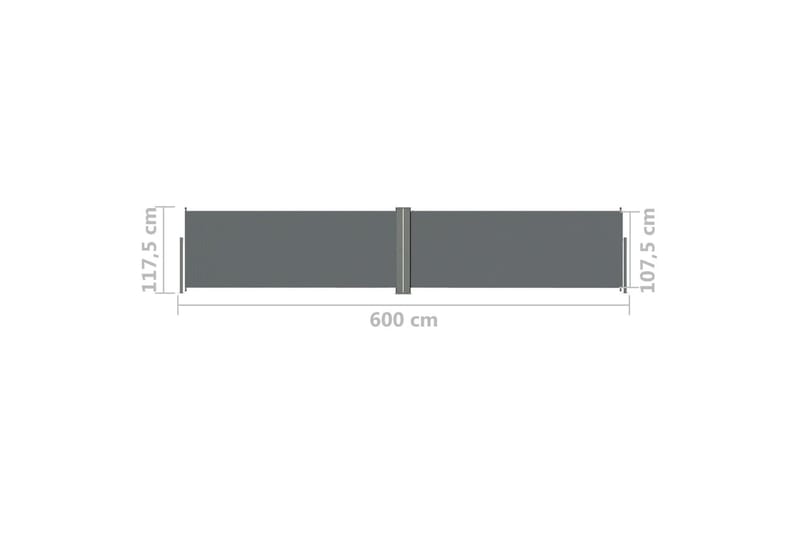 Infällbar sidomarkis 117x600 cm antracit - Grå - Sidomarkis - Markiser