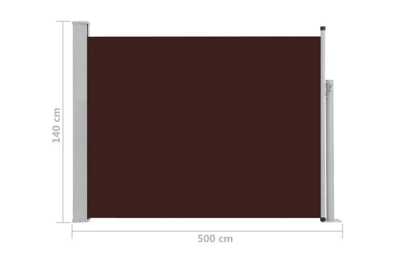 Infällbar sidomarkis 140x500 cm brun - Grå - Sidomarkis - Markiser