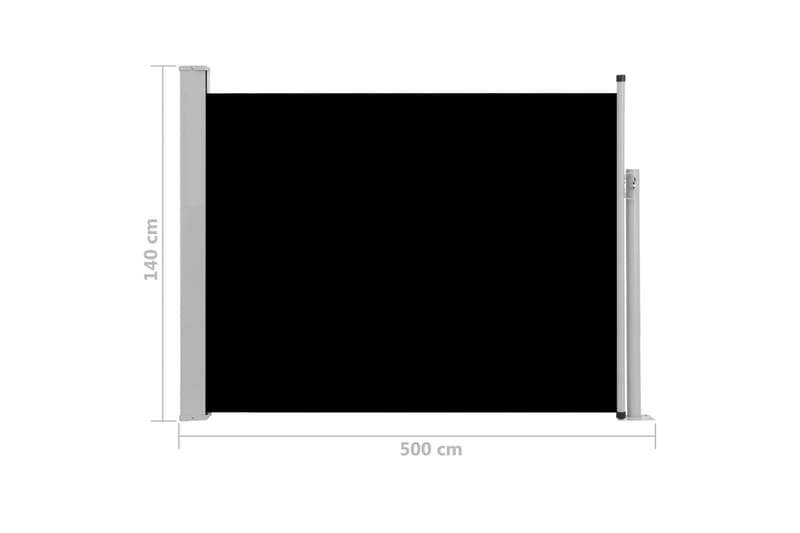 Infällbar sidomarkis 140x500 cm svart - Svart - Sidomarkis - Markiser