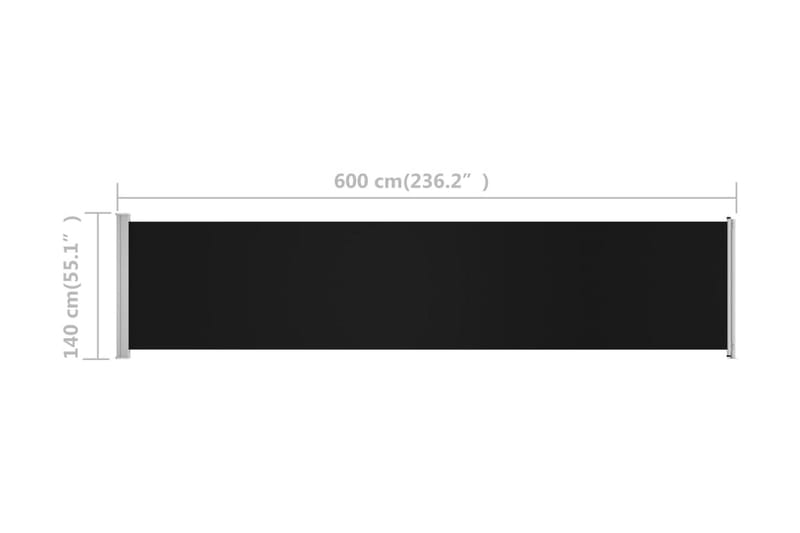 Infällbar sidomarkis 140x600 cm svart - Svart - Sidomarkis - Markiser