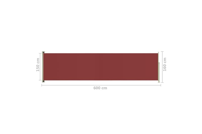 Infällbar sidomarkis 160x600 cm röd - Röd - Sidomarkis - Markiser